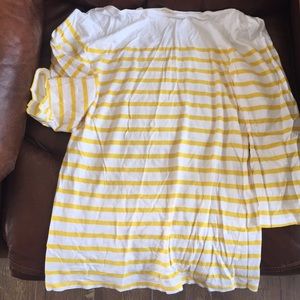 Old Navy Yellow and White Striped 3/4 sleeve Shirt